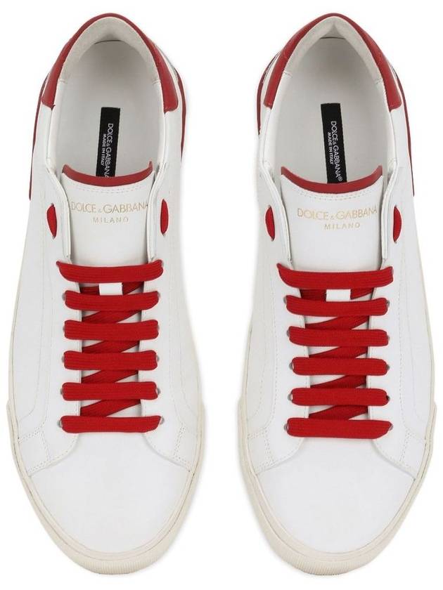 Calfskin Portofino Vintage Sneakers White Red - DOLCE&GABBANA - BALAAN 4