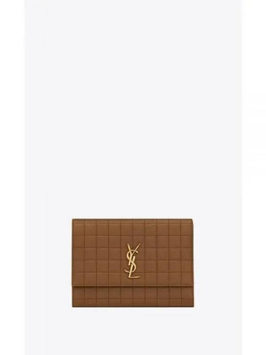 YSL Clutch Bag Lambskin Lambskin Cassandra Matelasse Carre Flap Pouch Clutch FOX Bag 759879AABVP2536 - SAINT LAURENT - BALAAN 1