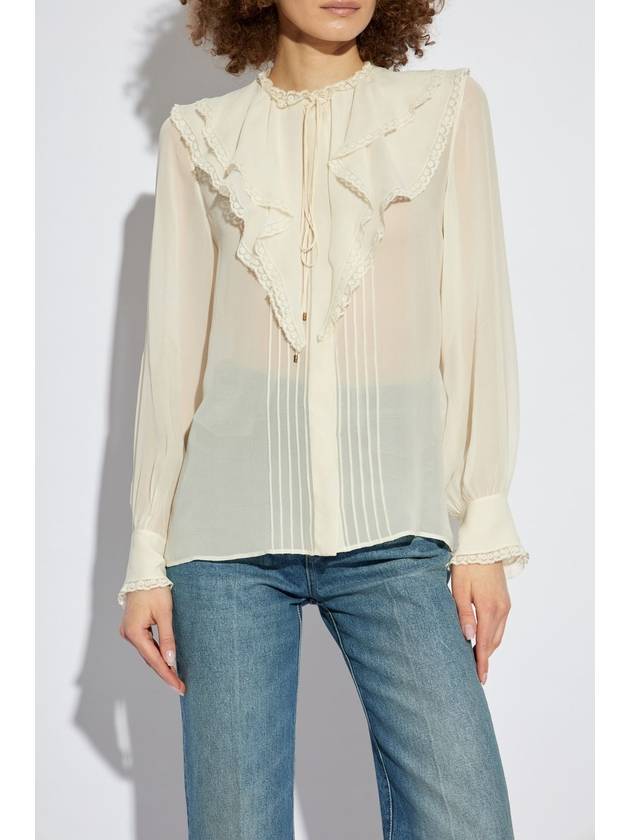 Chloé Silk Top With Lace Trim, Women's, Cream - CHLOE - BALAAN 3