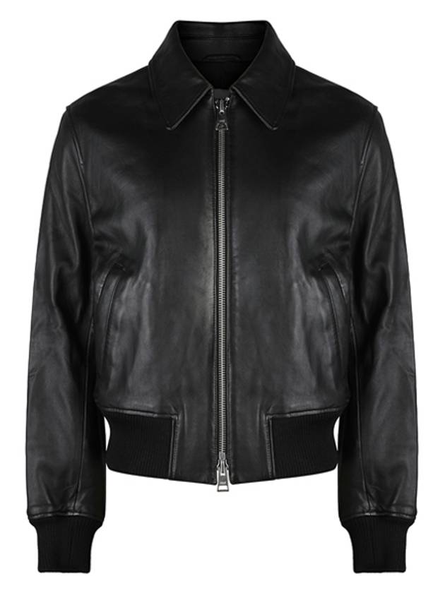 Zip-Up Leather Jacket Black - AMI - BALAAN 2