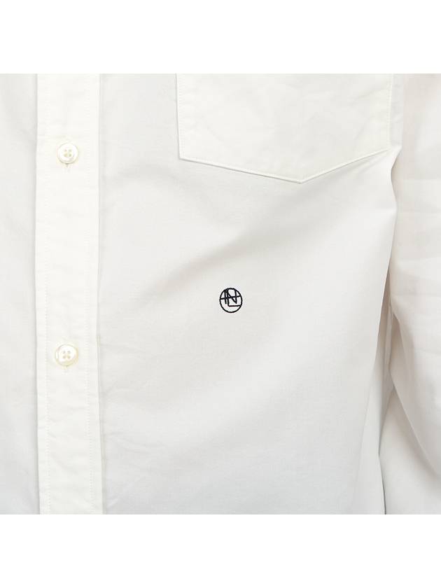 Embroid Logo Button Down Wind Long Sleeve Shirt White - NANAMICA - BALAAN 10