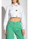 Cropped Denim Trucker Jacket White - GANNI - BALAAN 4