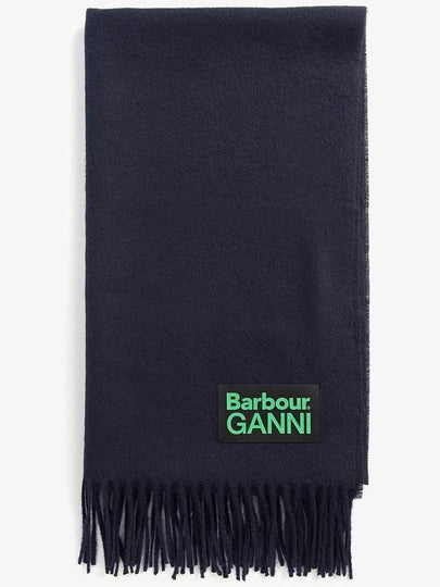 Logo Patch Fringe Lambswool Muffler Navy - BARBOUR - BALAAN 2