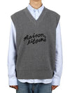 Logo Handwriting Oversize Vest Dark Grey Melange - MAISON KITSUNE - BALAAN 2