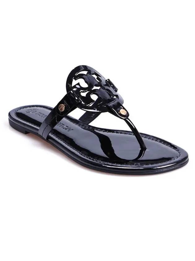 Miller Patent Leather Flip Flops Black - TORY BURCH - BALAAN 1