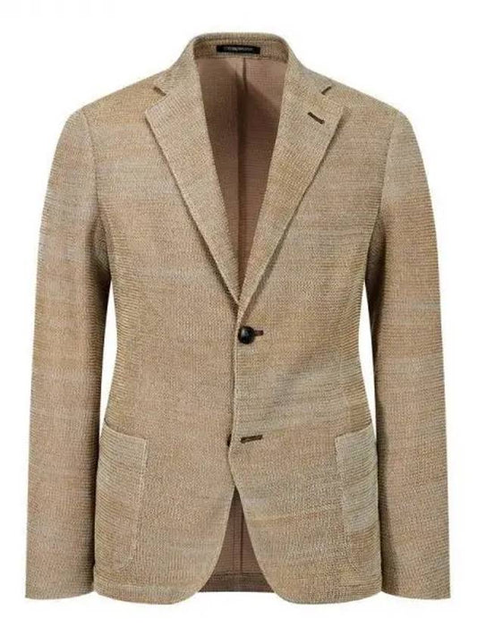 Men s Cotton Knitted Single Jacket Beige - EMPORIO ARMANI - BALAAN 1