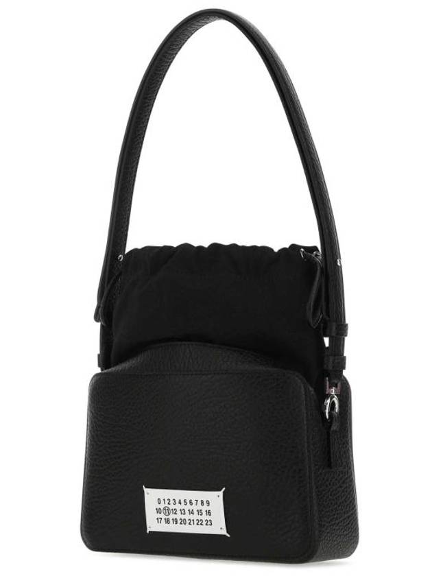 Logo Patch Leather Bucket Cross Bag Black - MAISON MARGIELA - BALAAN 3