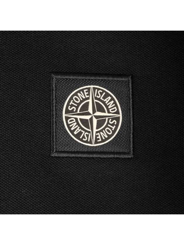 Pique Stretch Cotton Short Sleeve Polo Shirt Black - STONE ISLAND - BALAAN 5