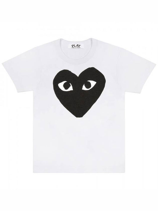 Women's Big Black Heart Short Sleeve T-Shirt P1 T069 1 White - COMME DES GARCONS PLAY - BALAAN 1