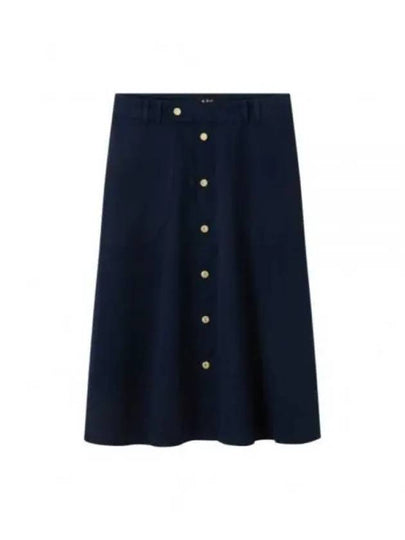 Jamie Mid Waist Cotton A-Line Skirt Dark Navy - A.P.C. - BALAAN 2