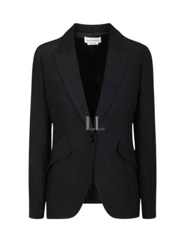 Peak Shoulder Leaf Crepe Jacket Black - ALEXANDER MCQUEEN - BALAAN 2