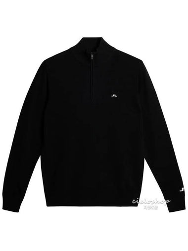 KIAN Merino Wool Men s Half Zip Up Golf Knit Black GMKW06357 - J.LINDEBERG - BALAAN 1