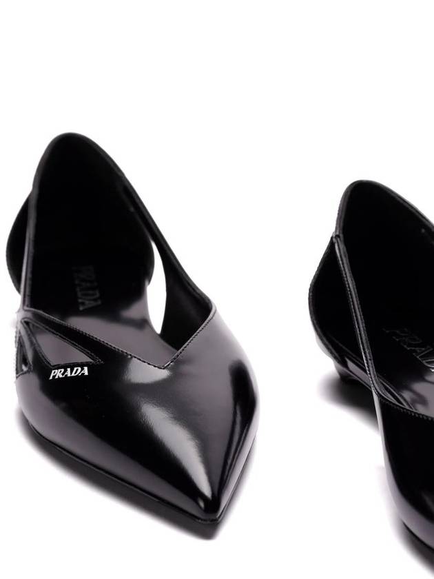 Cut out Brushed Leather Ballerina Black - PRADA - BALAAN 3