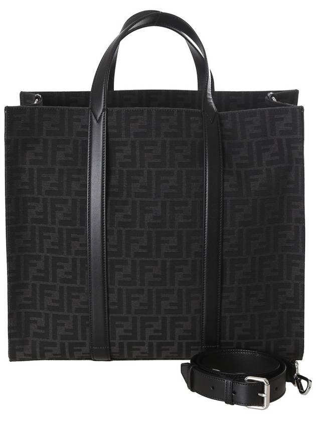 FF Jacquard Fabric Shopper Tote Bag Black - FENDI - BALAAN.