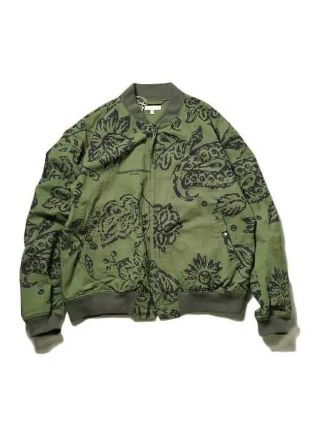 Aviator Jacket Olive Floral Print Ripstop MP203 CT243 - ENGINEERED GARMENTS - BALAAN 1