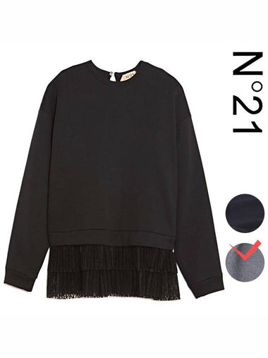 E041 4014 8910 Women s Lace Gray Sweatshirt - Nº 21 - BALAAN 1