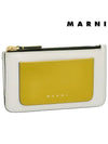 Saffiano Two-Tone Zipper Card Wallet White Yellow - MARNI - BALAAN 3