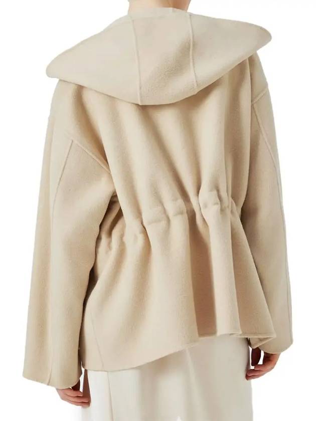 Gennaio Hooded Wool Single Coat Sand - MAX MARA - BALAAN 4