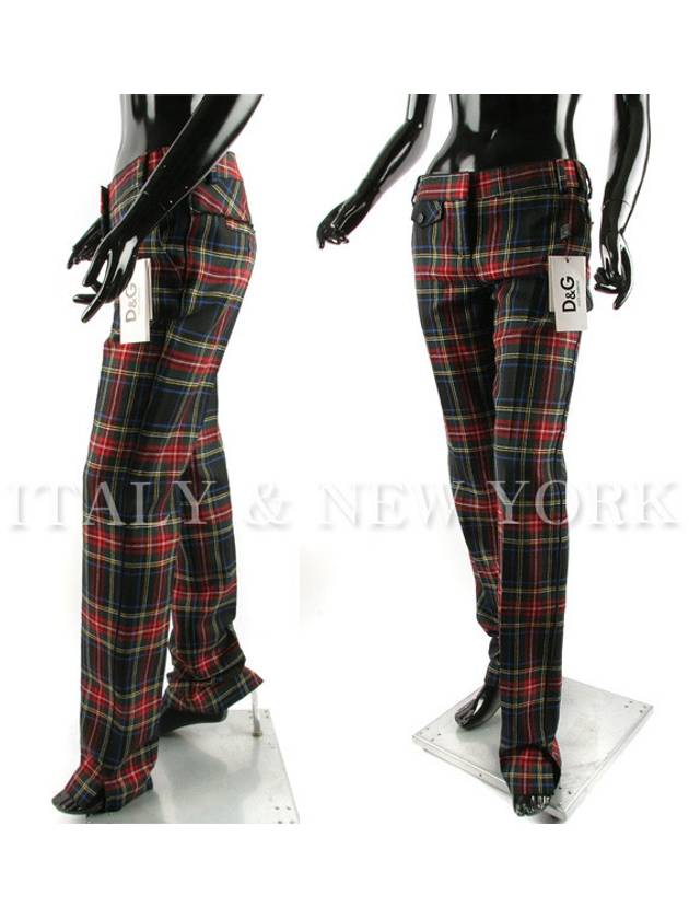 Tartan Check Wool Straight Pants - DOLCE&GABBANA - BALAAN 3