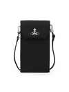 Fake Leather ORB Logo Strap Phone Pouch Black - VIVIENNE WESTWOOD - BALAAN 3