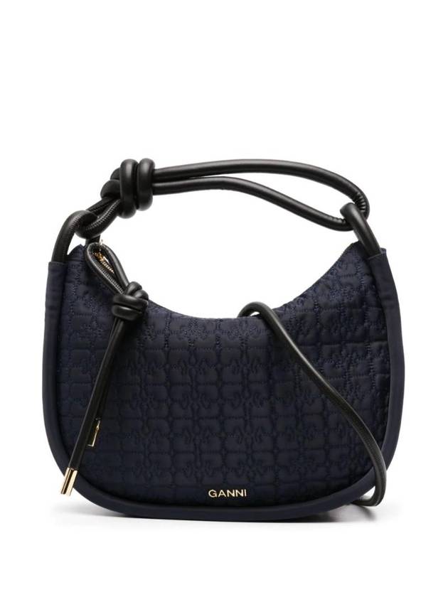 Knot Baguette Quilted Shoulder Bag Sky Captain - GANNI - BALAAN 1