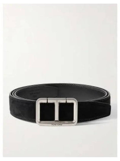 T-Buckle Suede Belt Black - TOM FORD - BALAAN 2