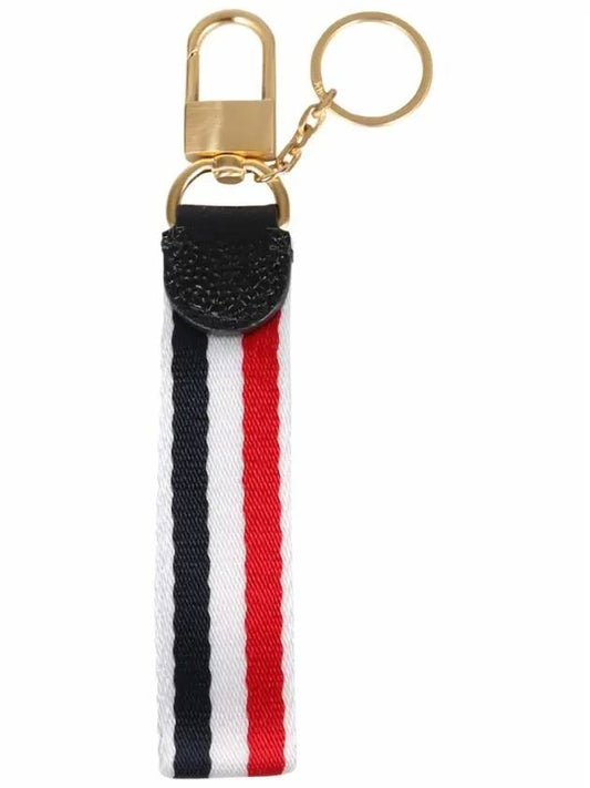 Striped Brass Twill Edged Key Holder Tricolor - THOM BROWNE - BALAAN 1