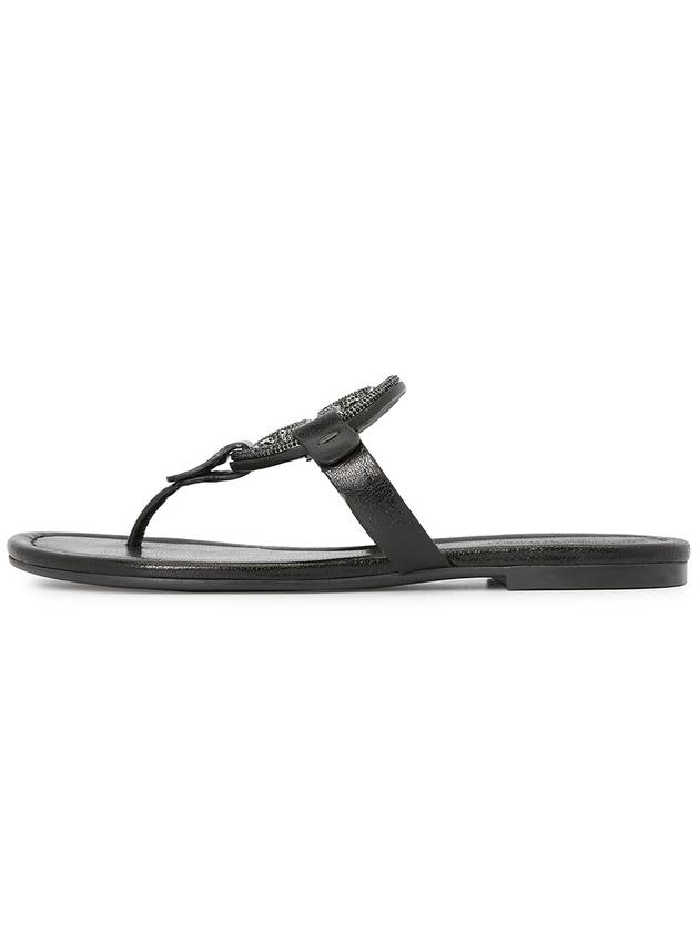 Women's Miller Leather Flip Flops Black - TORY BURCH - BALAAN.