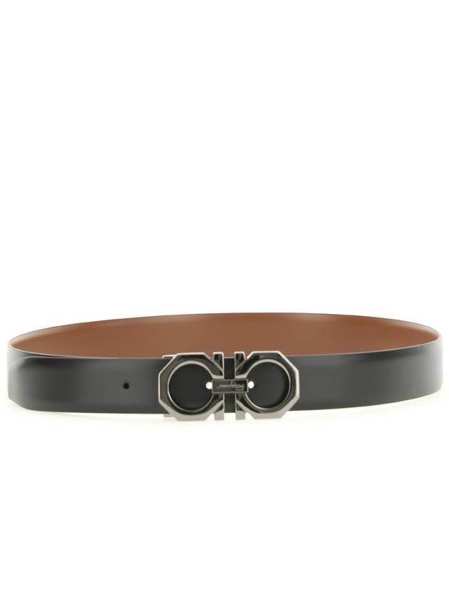 Reversible Adjustable Leather Belt Black Big Sur Soil - SALVATORE FERRAGAMO - BALAAN 1