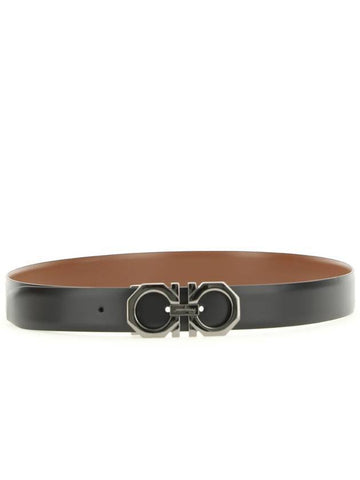 Salvatore Reversible End Belt Black - SALVATORE FERRAGAMO - BALAAN.