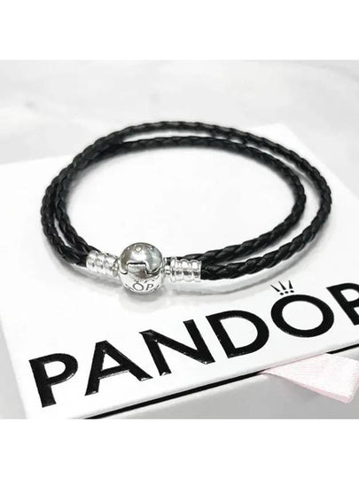 Moments Double Leather Bracelet Black - PANDORA - BALAAN 2