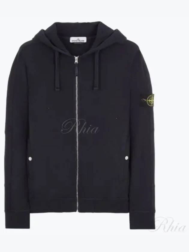 Men's Garment Dyed Malfile Zip Up Hoodie Navy - STONE ISLAND - BALAAN 2