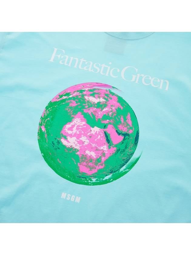 Fantastic Green Sustainable Cotton Short Sleeve T-Shirt Blue - MSGM - BALAAN 7