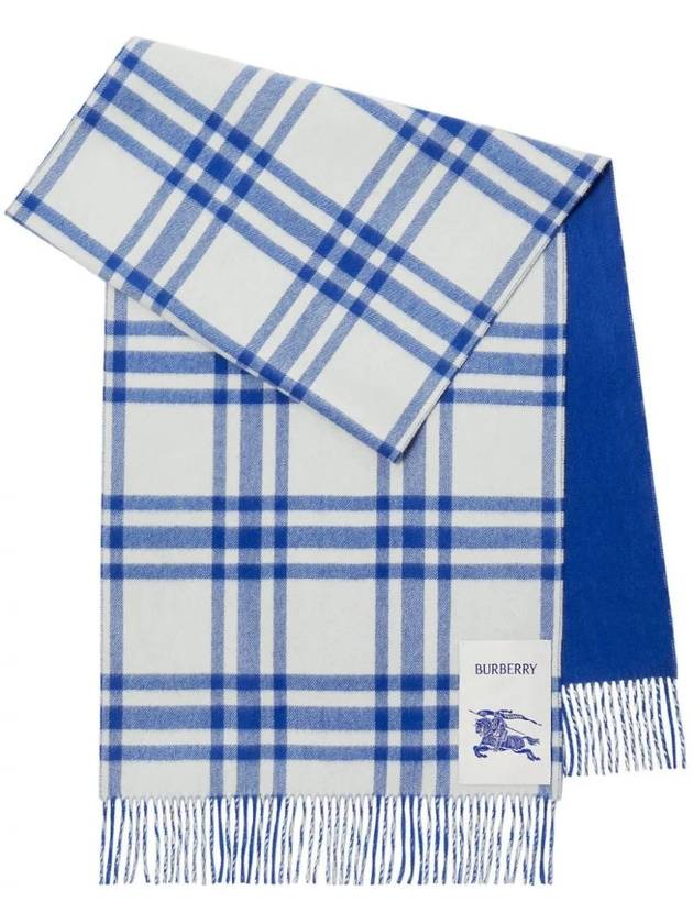 Check EKD Plaid Reversible Cashmere Scarf Blue - BURBERRY - BALAAN 1