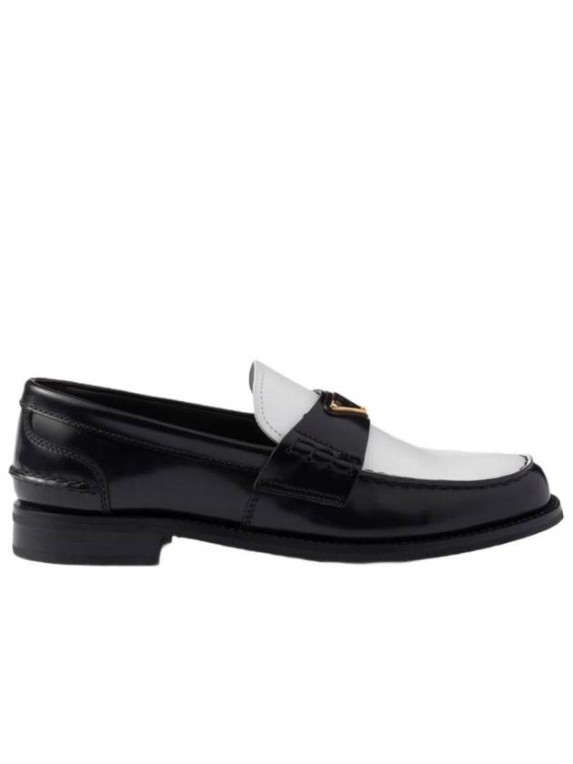 Two Tone Brushed Leather Loafers Black - PRADA - BALAAN 1