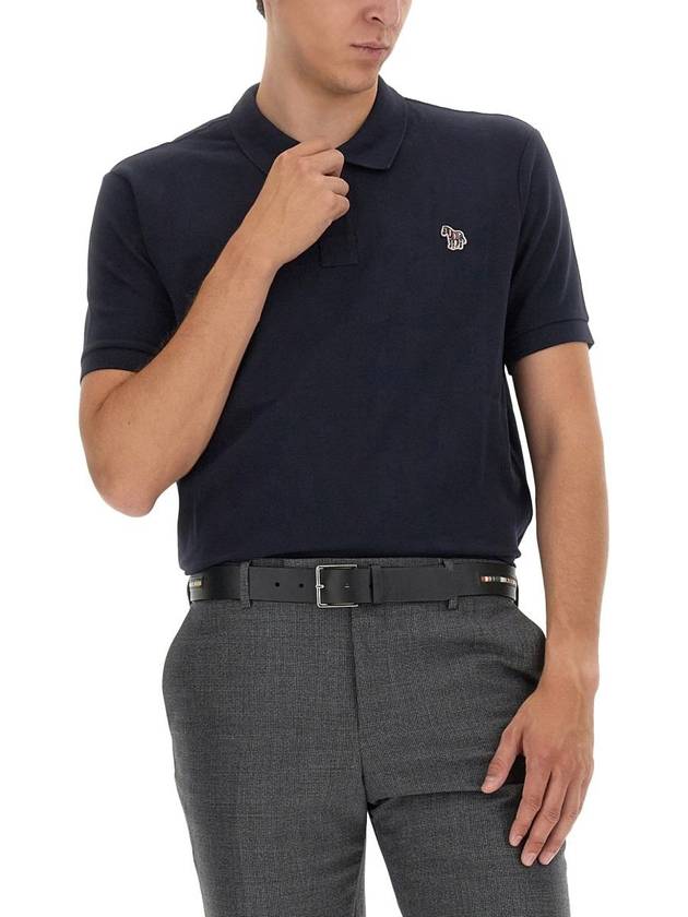 Regular Fit Zebra Logo Short Sleeve Polo Shirt Navy - PAUL SMITH - BALAAN 5