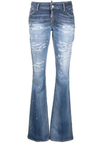 Distressed Flare Jeans Blue - DSQUARED2 - BALAAN 1