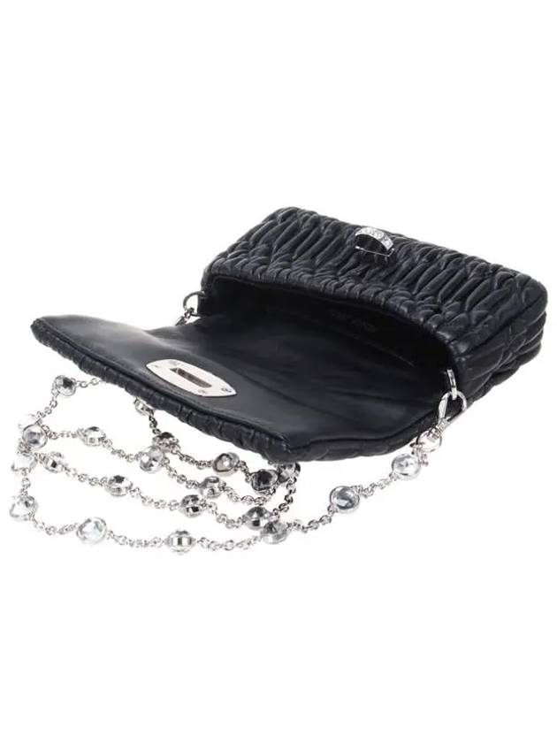 Miu Crystal Nappa Leather Crystal Mini Bag Black - MIU MIU - BALAAN 5