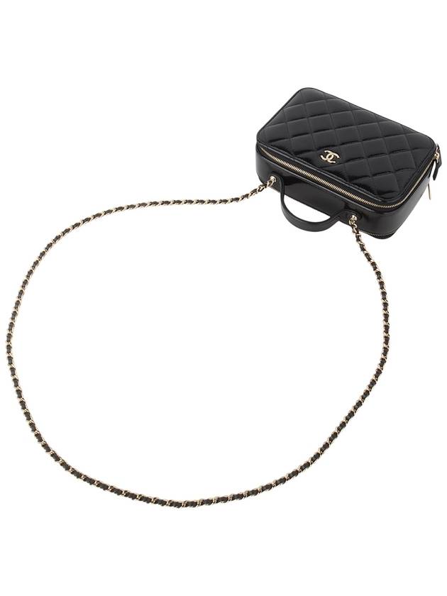 AS3538 Shiny Lambskin Vanity Top Handle Gold Chain Cross Bag Department Store Invoice 34103 - CHANEL - BALAAN 4