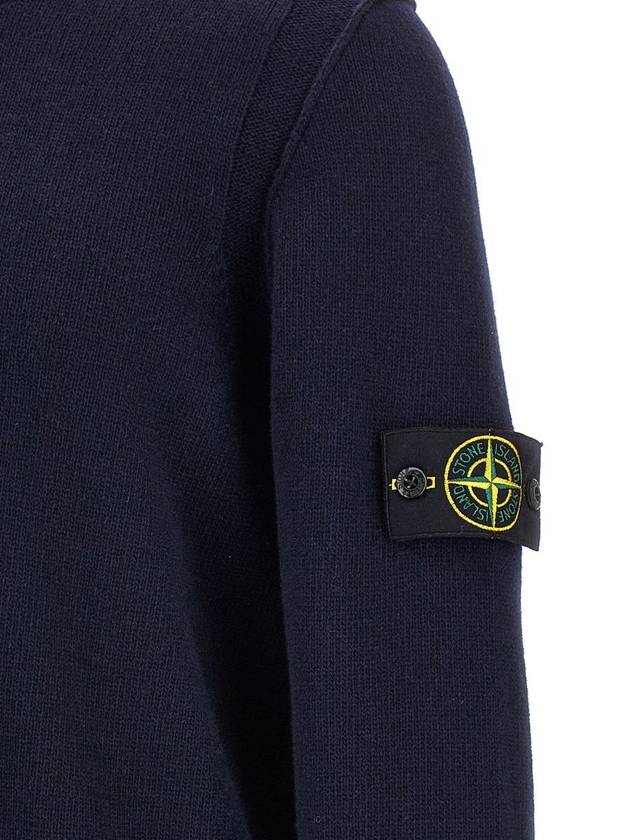 Logo Patch Lambswool Crewneck Knit Top Navy - STONE ISLAND - BALAAN 5