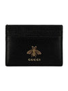 Leather Animalier Leather Card Case Wallet Black - GUCCI - BALAAN 3