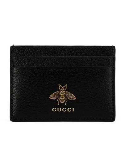 Leather Animalier Leather Card Case Wallet Black - GUCCI - BALAAN 2