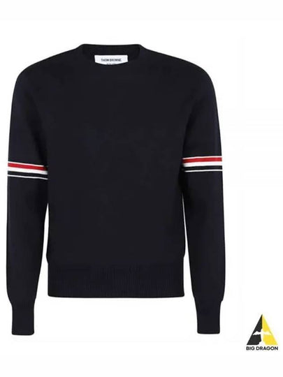 Men's Milan Stitch Armband Crew Neck Knit Top Navy - THOM BROWNE - BALAAN 2