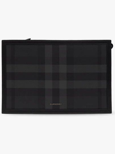 Check Small Logo Clutch Bag Black - BURBERRY - BALAAN 2