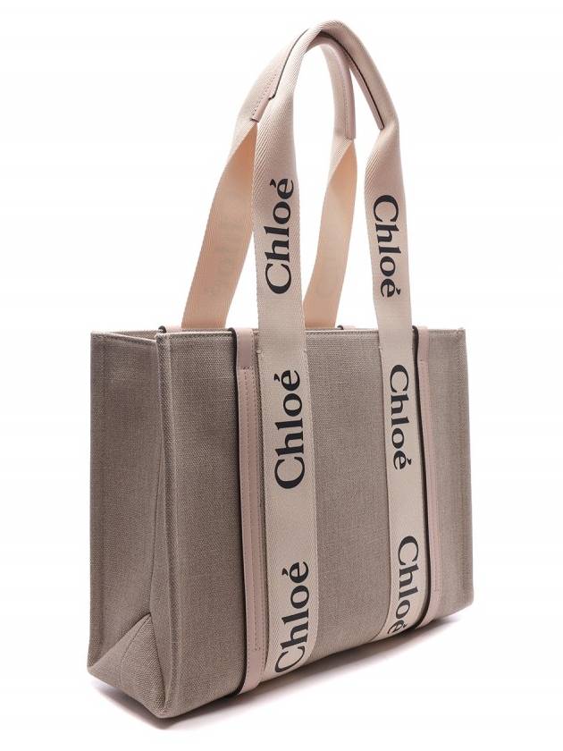 Woody Canvas Medium Tote Bag Cement Pink - CHLOE - BALAAN 4