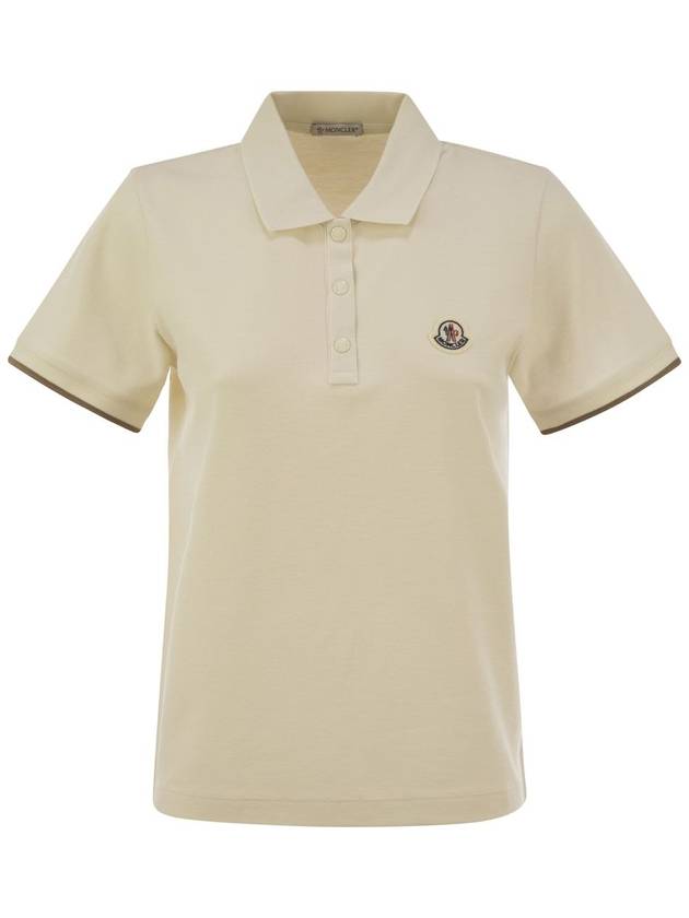 Cotton pique polo shirt with logo patch - MONCLER - BALAAN 1