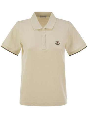 Cotton pique polo shirt with logo patch - MONCLER - BALAAN 1