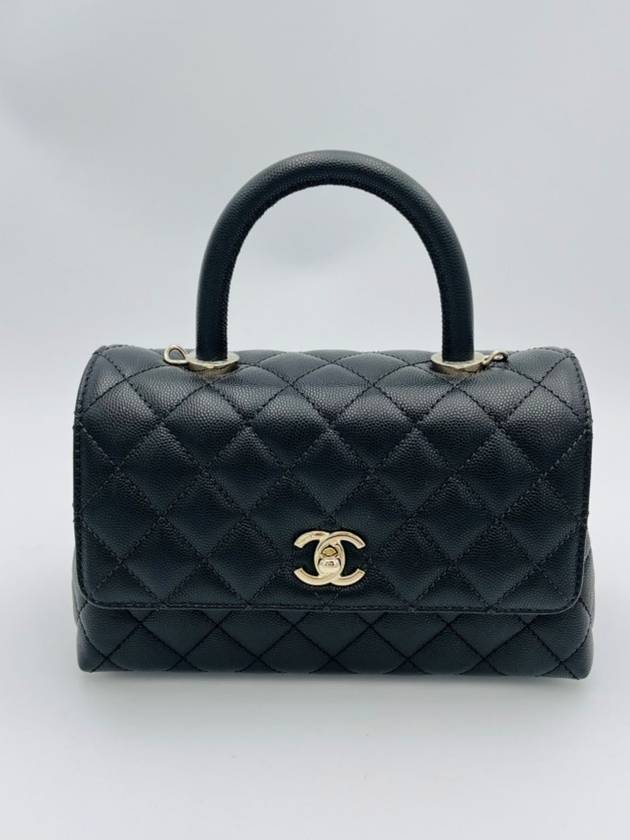 Coco Handle Caviar Gold Small Tote Bag Black - CHANEL - BALAAN 2