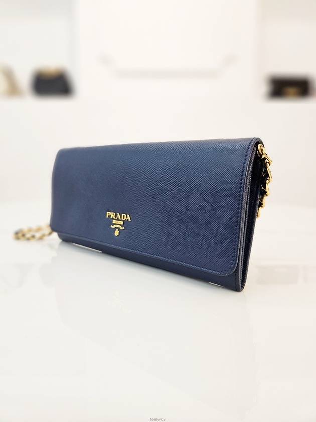 Saffiano Wallet Cross Bag Blue 1M1290 - PRADA - BALAAN 3