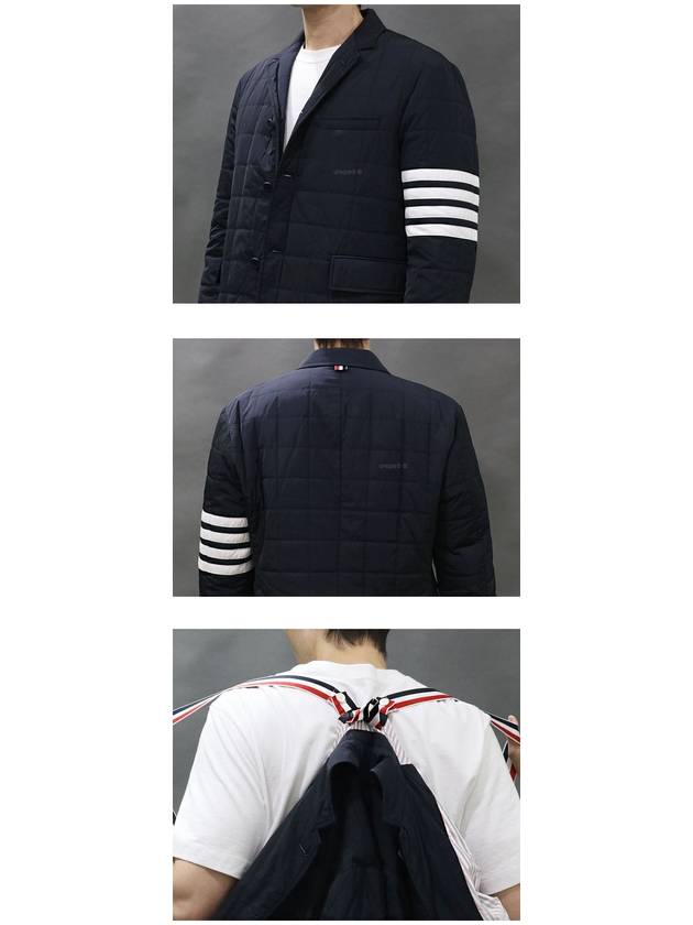 4 Bar Poly Twill Padding Blazer Jacket Navy - THOM BROWNE - BALAAN 10